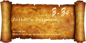 Zoltán Zsigmond névjegykártya